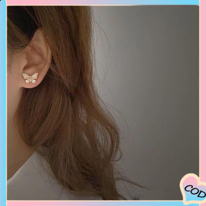 COD❤️ Anting Pejantan Kupu-kupu Dua Pakai Anting Rumbai Panjang Temperamen Anting Segar Musim Panas-A.one