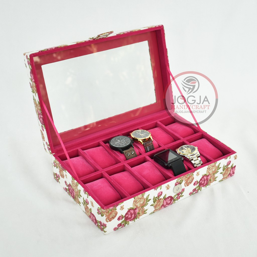 PROMO MOTIF - Kotak Tempat Jam Tangan Isi 12 / Box Jam / Watch Box Full Motif