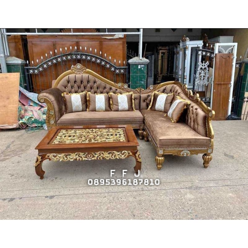 sofa sudut ukir jati jepara