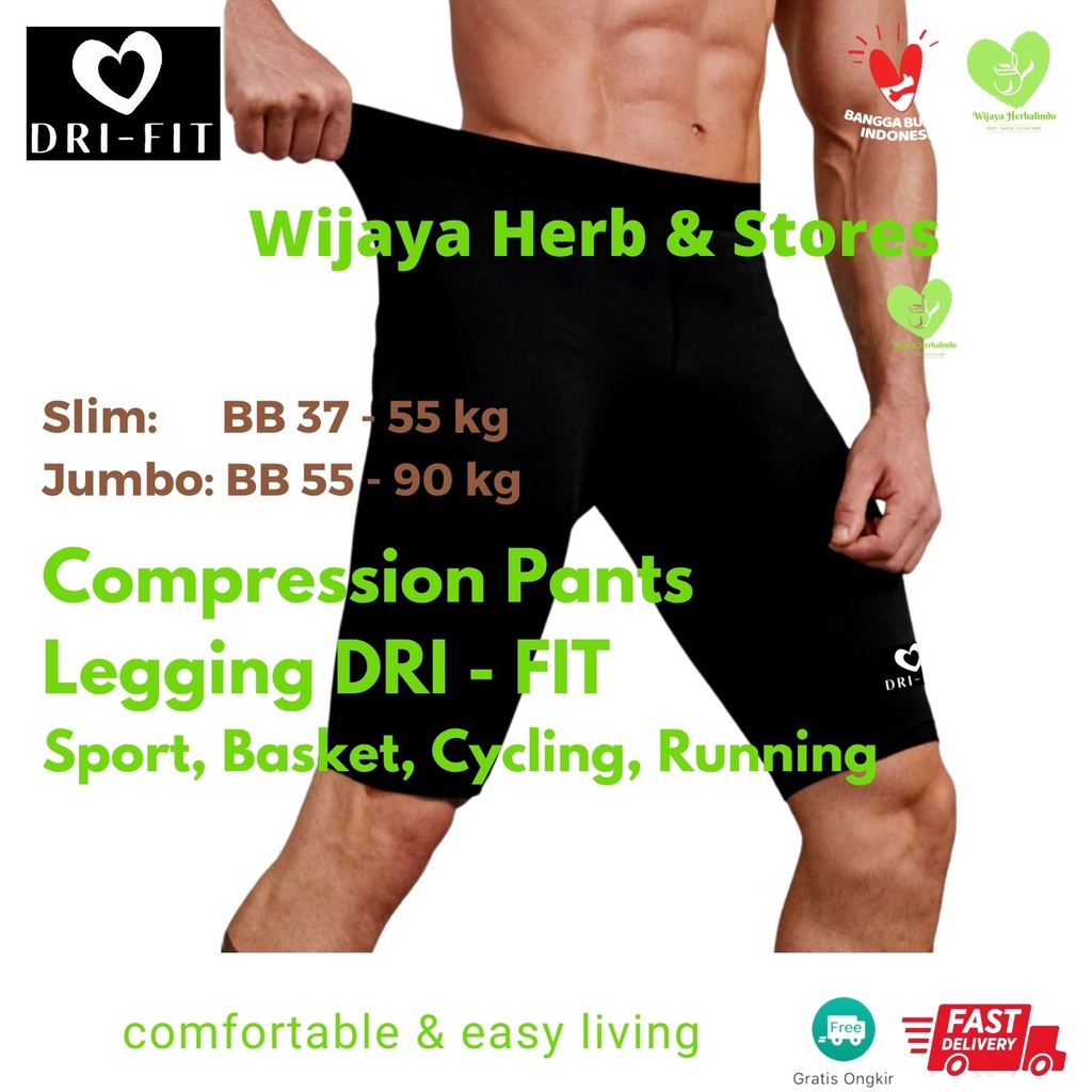 [SPORT] Compression Pants Legging Celana 3/4 Pria Celana Ketat Base Layer  Basket Gowes Olahraga Legging Pria Size Slim &amp; Jumbo