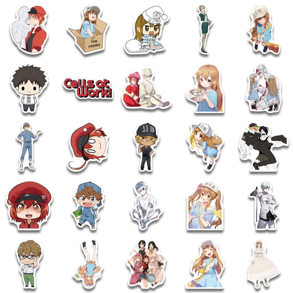 50PCS Cells At Work Code Black Anime Stickers for Children Cartoon Hataraku Saibou Sticker Guitar Skateboard Loptop Decal