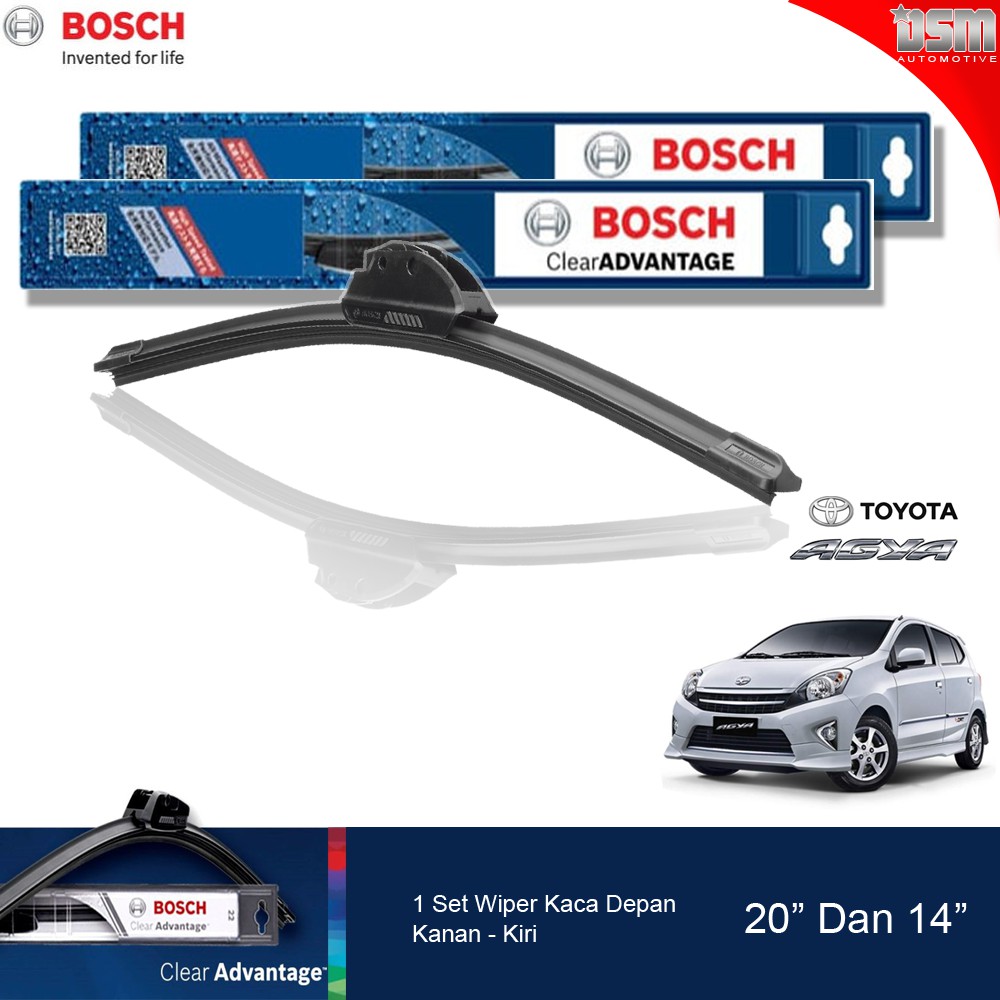 Bosch Clear Advantage Frameless / Wiper Frameless Toyota Agya 20&quot; dan 14&quot; / Wiper Depan Agya