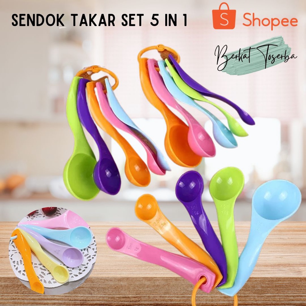 Sendok takar set 5 in 1 warna pastel ukuran kue air bumbu