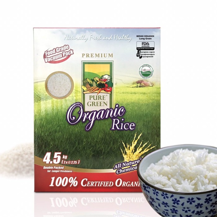 

978Eq0010W Beras Organik Pure Green White Long Grain 4,5 Kg W5Q40112