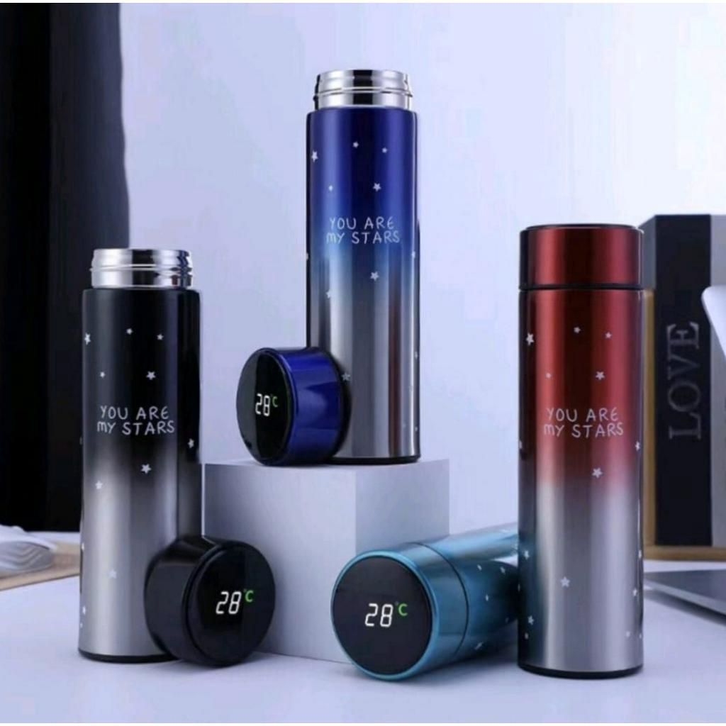 Termos-Tumbler Air Panas&amp;Dingin Stainles Steel Suhu Temperatur Display LED &amp; NON LED 500ML Motif Bintang-Smart Termos Layar Sentuh LED Display