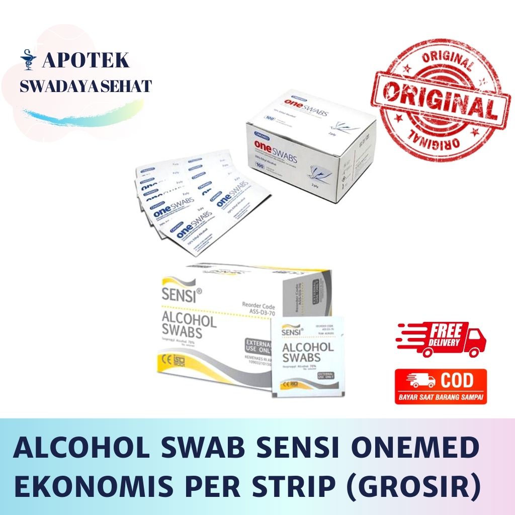 Kapas Alkohol Swab Onemed Ecer Per Strip - 2 Lembar Alcohol Swab Antiseptic Pembersih Luka Asepsis