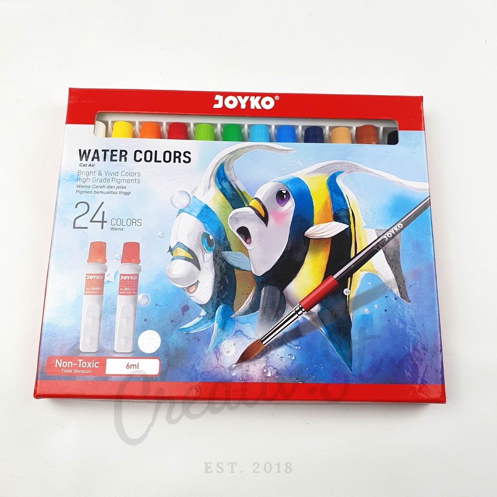 

UM1 JOYKO Cat Air Watercolor 24 Warna 6 Ml Set Paint Lukis Water Color
