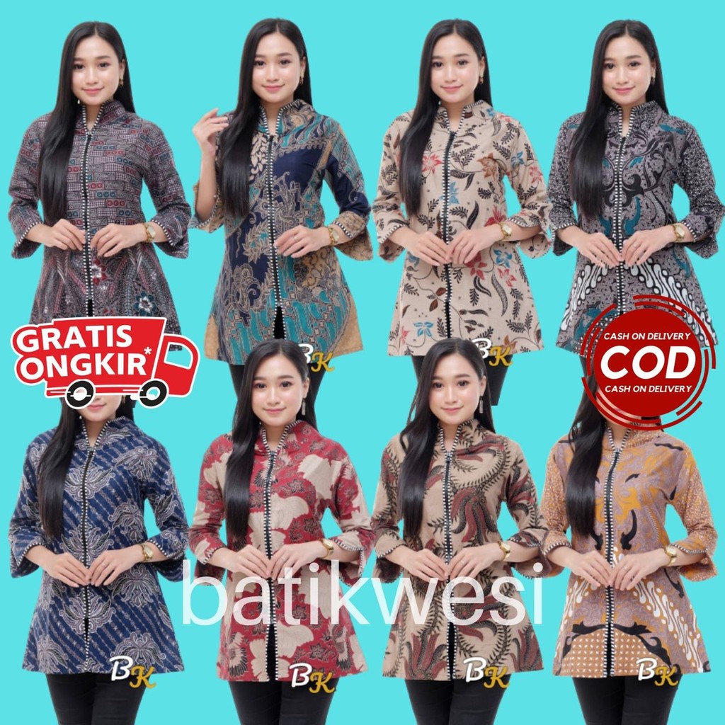 Tey-17 Batik Wanita Asj Sa Hrb026 Kenongo Kemeja Tosca Pendek Bd 084