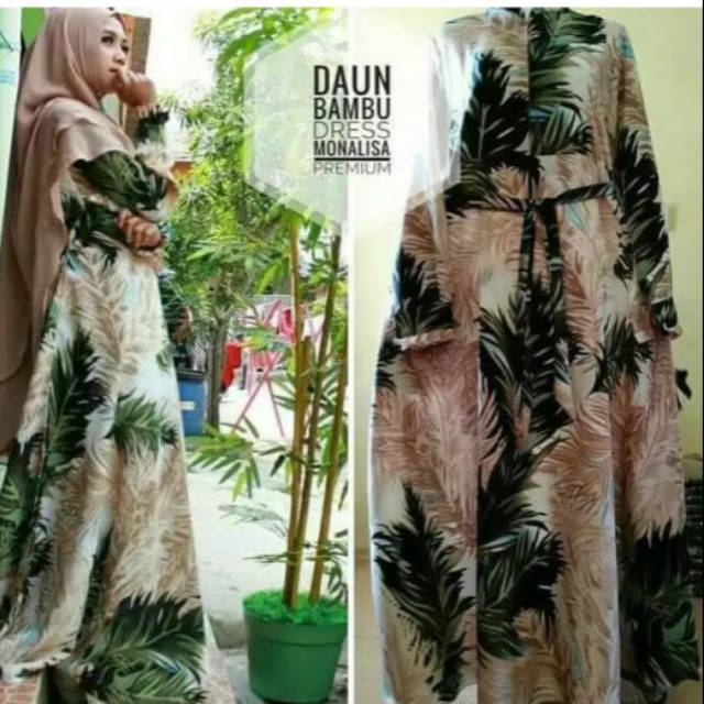 Maxi dress busui gamis hijab syari muslimah Monalisa bambu Gress tanpa pasmina