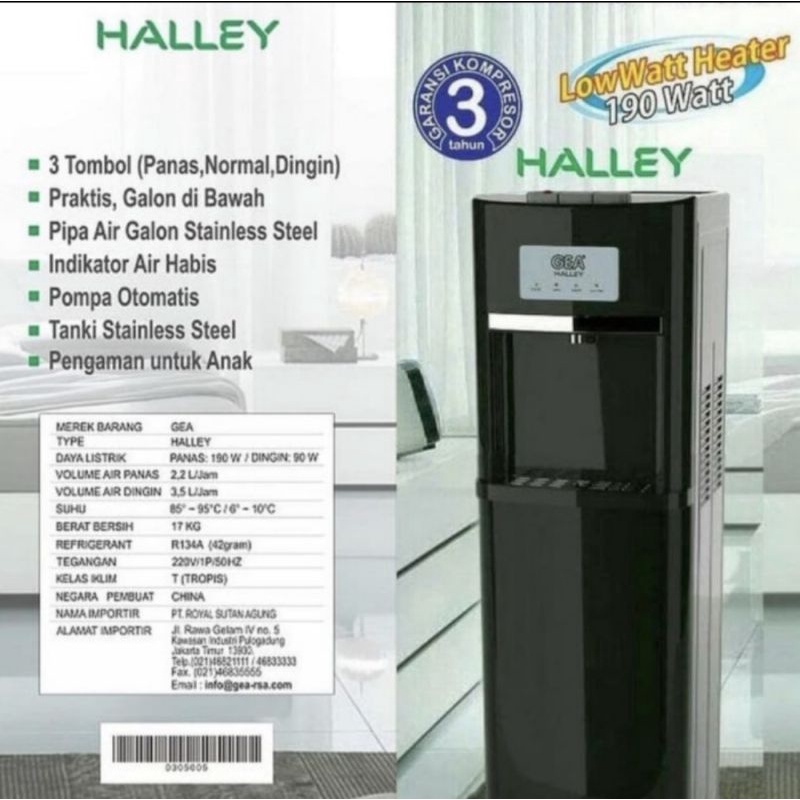 Dispenser galon bawah GEA Halley