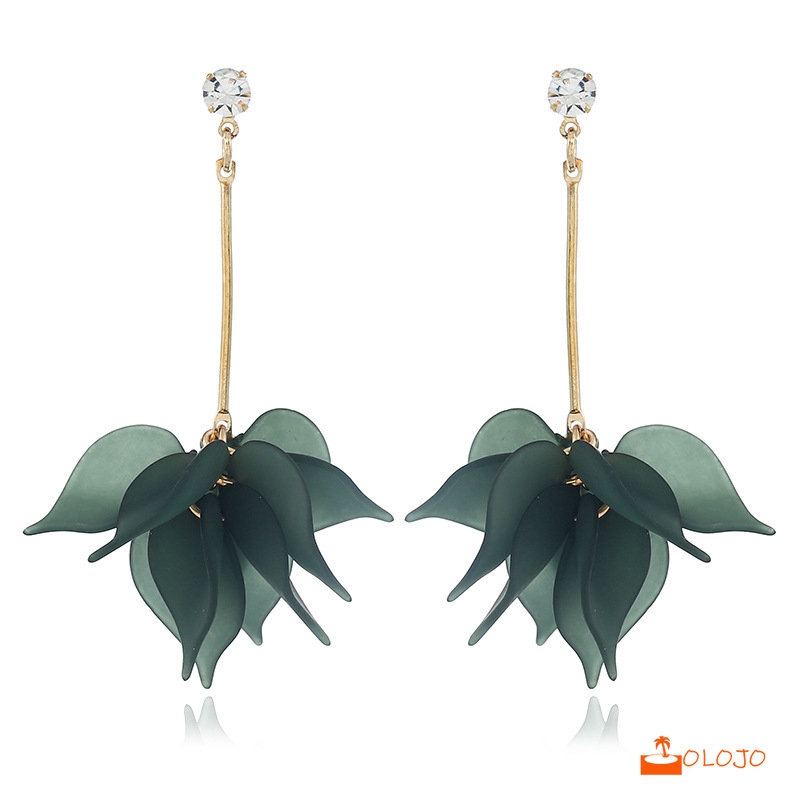 OLOJO Anting Tusuk Model Rumbai Warna Matte untuk Wanita Korea