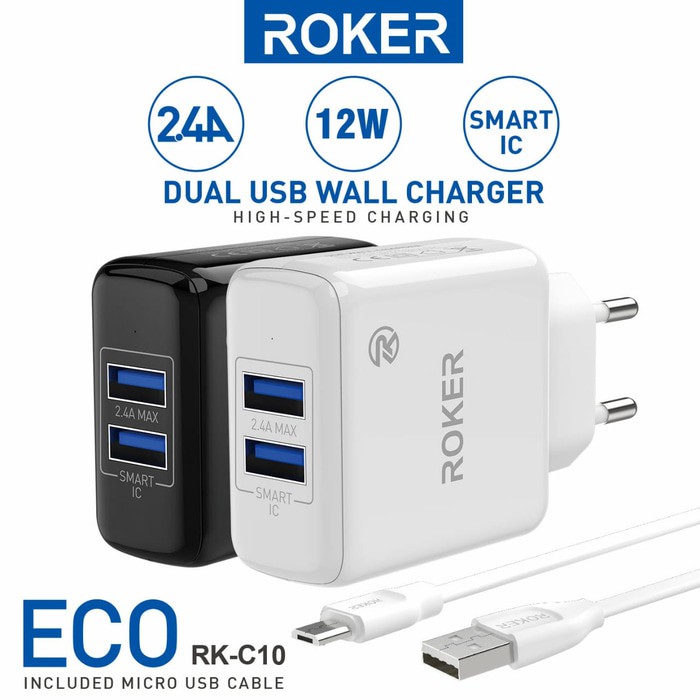 CHARGER - TC ROKER ECO 2.4A DUAL USB RK-C10