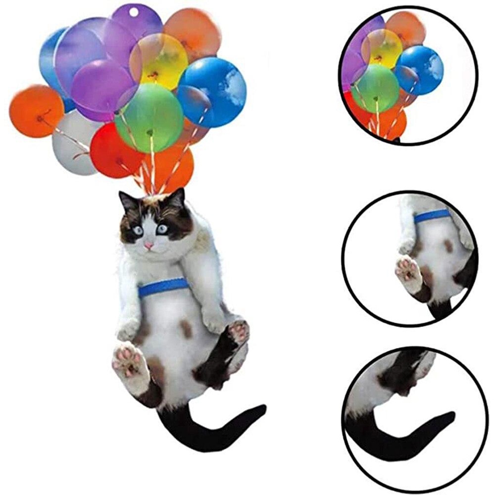 Chookey Ornamen Gantung Desain Kucing Terbang Balon Warna-Warni Untuk Dekorasi Interior Mobil