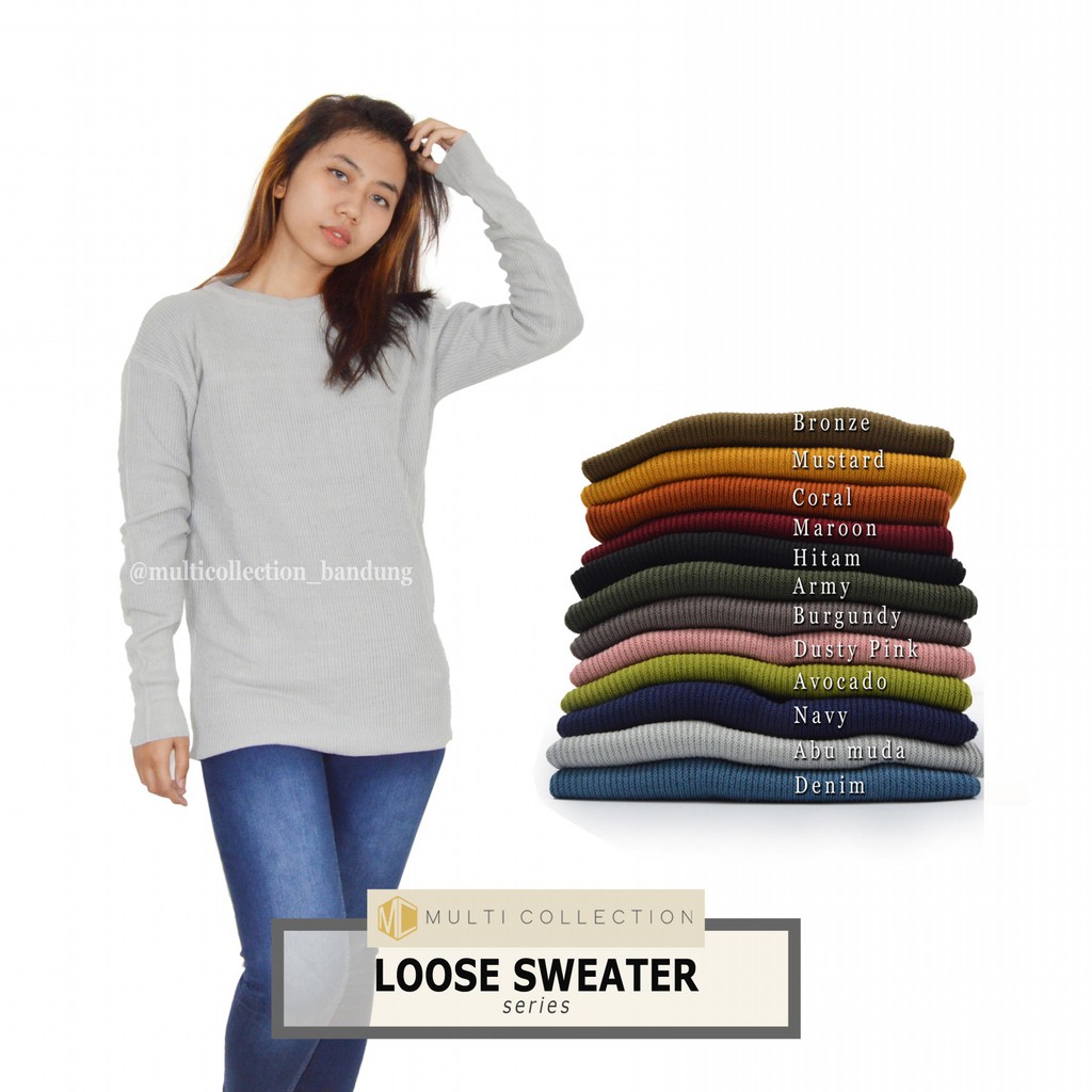 21 Info Baju  Rajut  Wanita  Loose Sweater  Model Sweater 