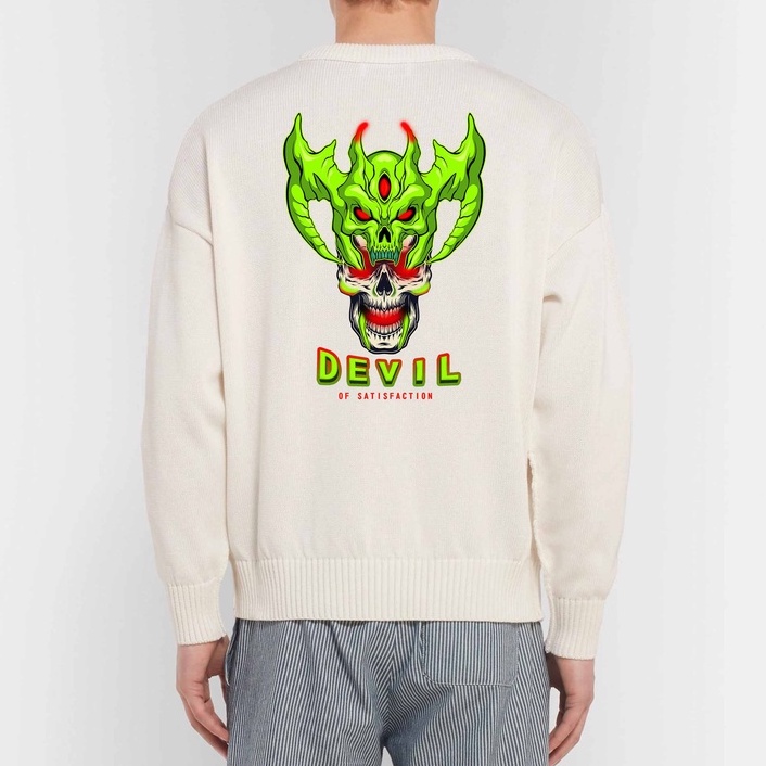 Sweater Crewneck Devil Pria Fleece Size M - XXL