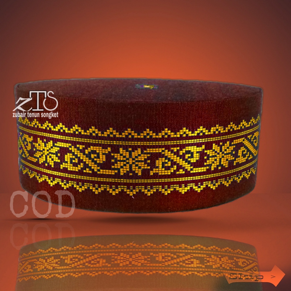 peci songkok MERAH EMAS songko kopia kopya topi lobe Zubair tenun Songket peci songket kopiah