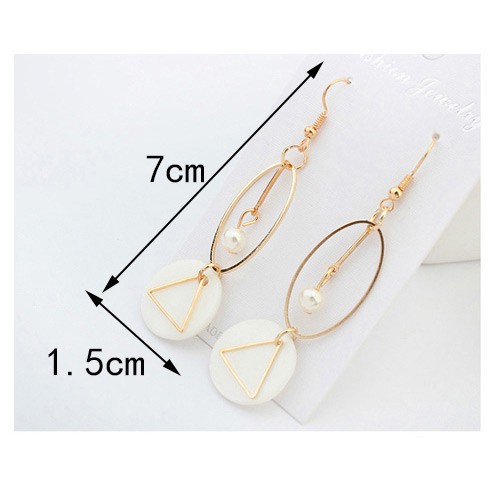 LRC Anting Gantung Fashion White Geometric Shape Decorated Hollow Y57131