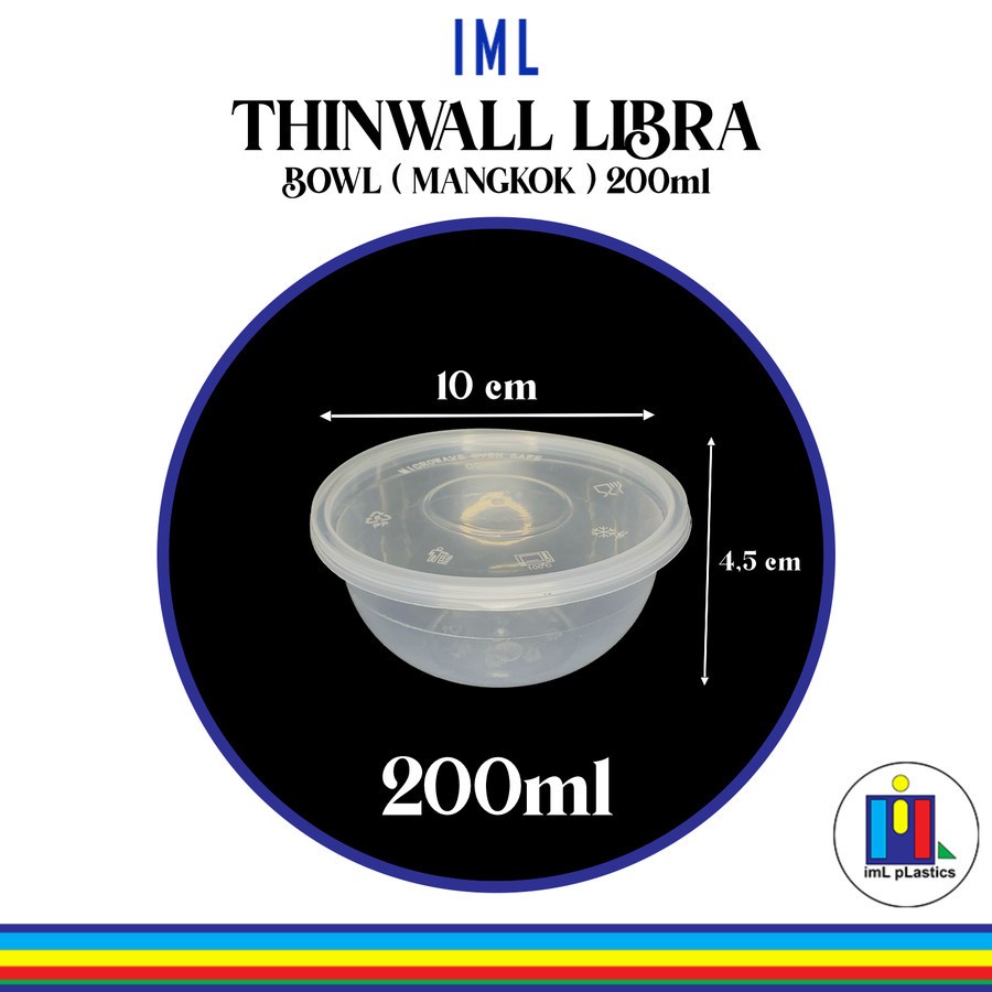 Kotak Makan Plastik THINWALL LIBRA BOWL MANGKOK 200ml-1 set 25pcs