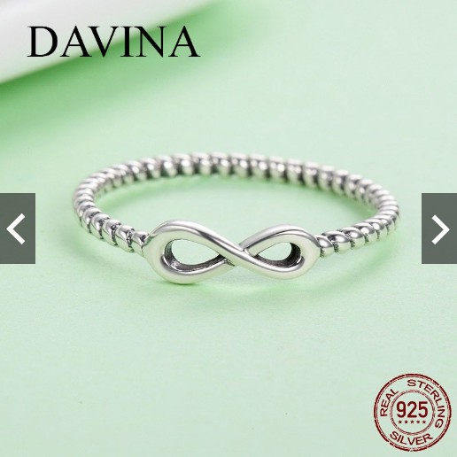 Cincin Perak DAVINA Eleanor Ring 925 Sterling Silver Wanita Korea Asli S925 Unik Infinity Tunangan