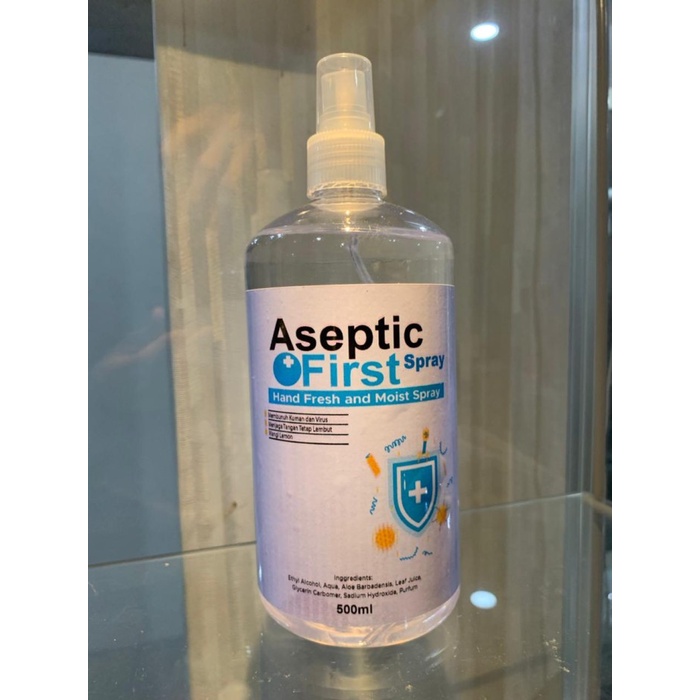 Hand Sanitizer Cair Spray ASEPTIC FIRST berizin BPOM HANDSANITIZER 500ml