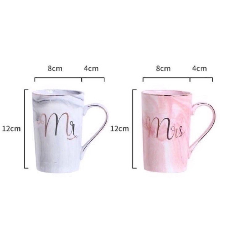 GELAS MARBLE / MUG MARBLE MR MRS POLOS PINK ABU MUG COUPLE MUG SATUAN FREE BOX PACKAGING