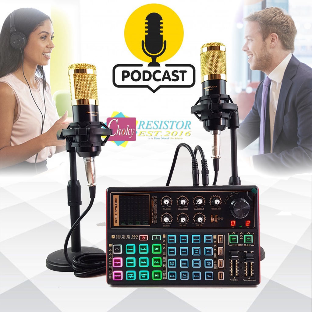 COD Paket Microphone BM800 untuk PODCAST Plus Soundcard Muslady SK300 FREE HEADPHONE
