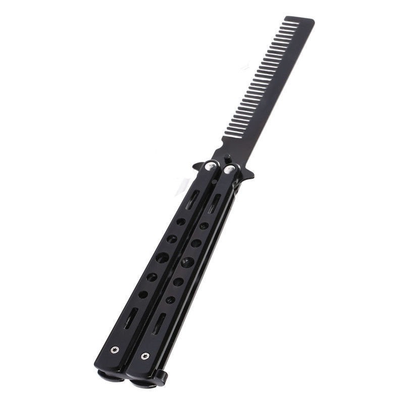 Sisir Besi Butterfly Balisong Training - OMHAX0BK Black