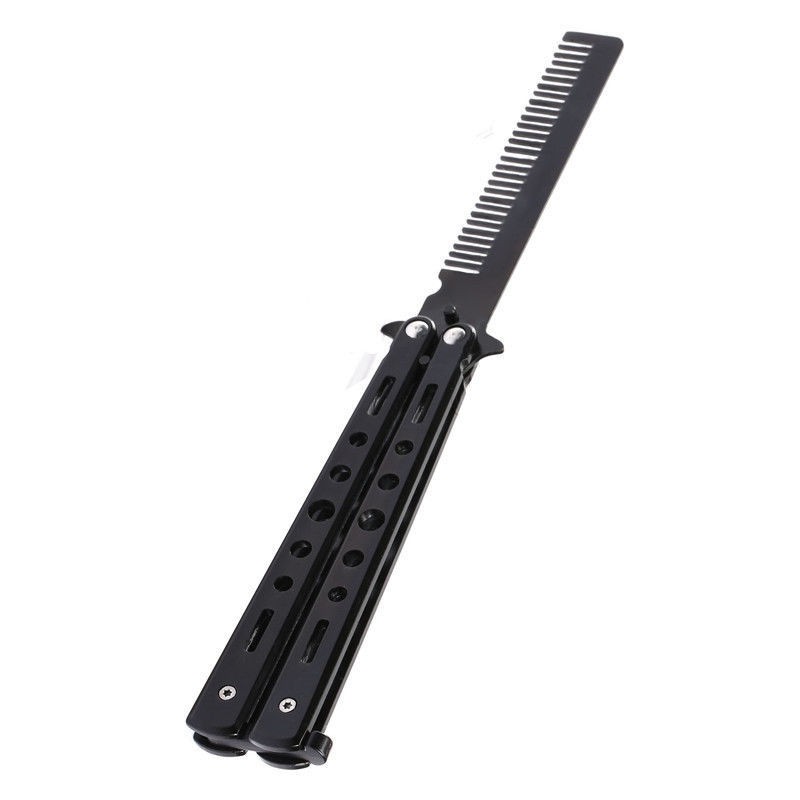 KNIFEZER Sisir Besi Butterfly Balisong Training Knife CS GO - LF-9898 - Black