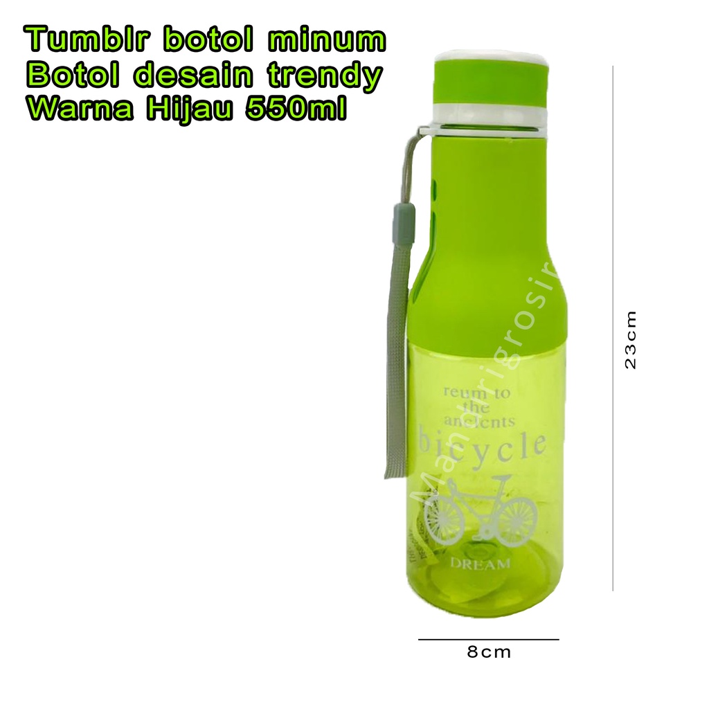 desain trendy * Botol minum * bening Hijau * 550ml