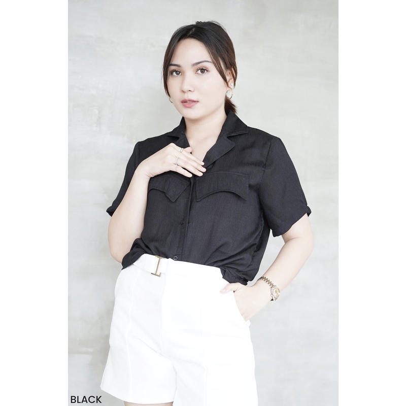 Marlen Crinkle Shirt Atasan Kemeja Wanita