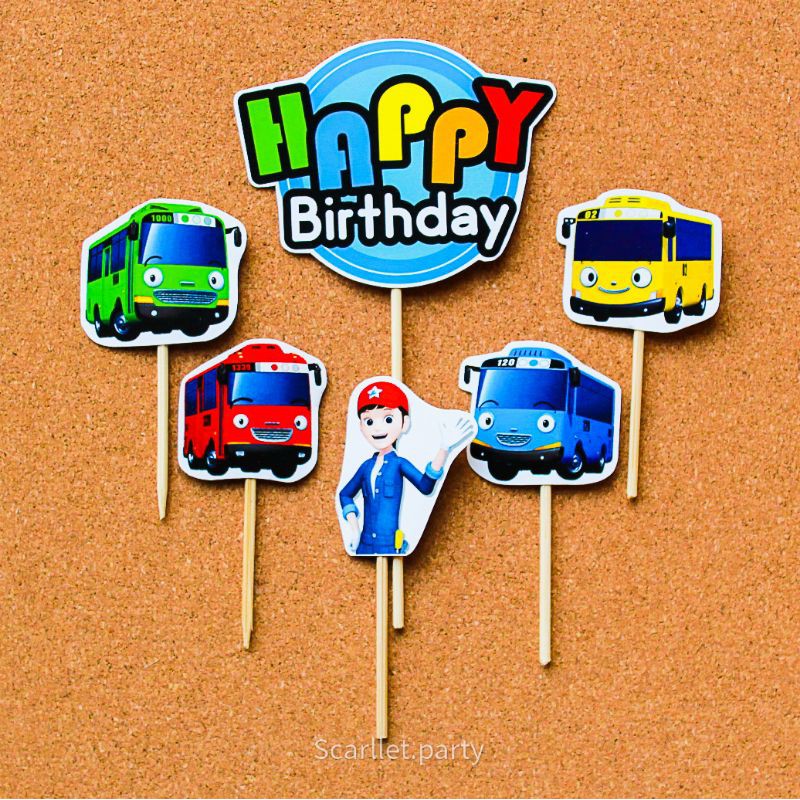 TOPPER CAKE TAYO HIASAN KUE ULANG TAHUN ULTAH HBD HEY TAYO HIASAN KUE TART LILIN ULTAH ANAK