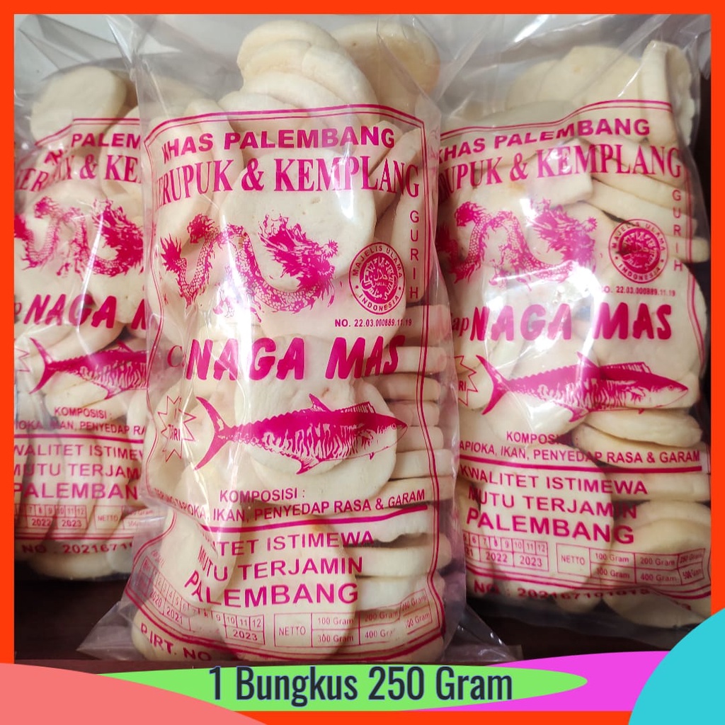 

KEMPLANG KERUPUK NAGA MAS KHAS PALEMBANG 250 GRAM KEMPLANG KANCING IKAN TENGGIRI RENYAH DAN GURIH