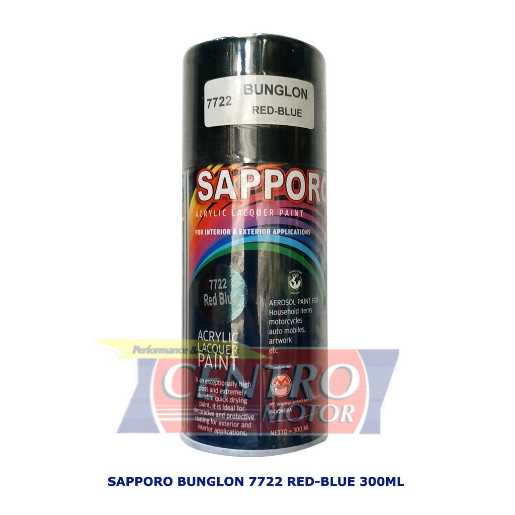 SAPPORO BUNGLON 7722 RED BLUE 300ml.Cat Semprot BUNGLON RED-BLUE.COCOK UNTUK BODY,VELG MOTOR/MOBIL