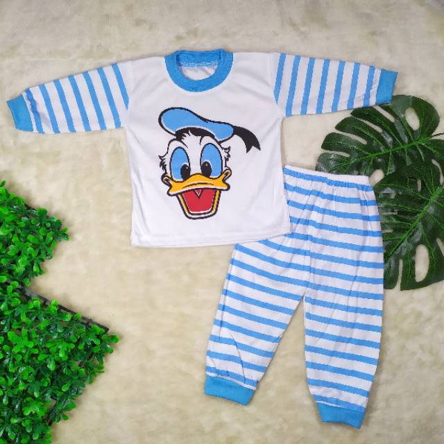 Setelan Baju Panjang Bayi Size 0-12bulan / Pakaian Bayi / Piyama Bayi Gambar Bebek Donal / Baju Anak