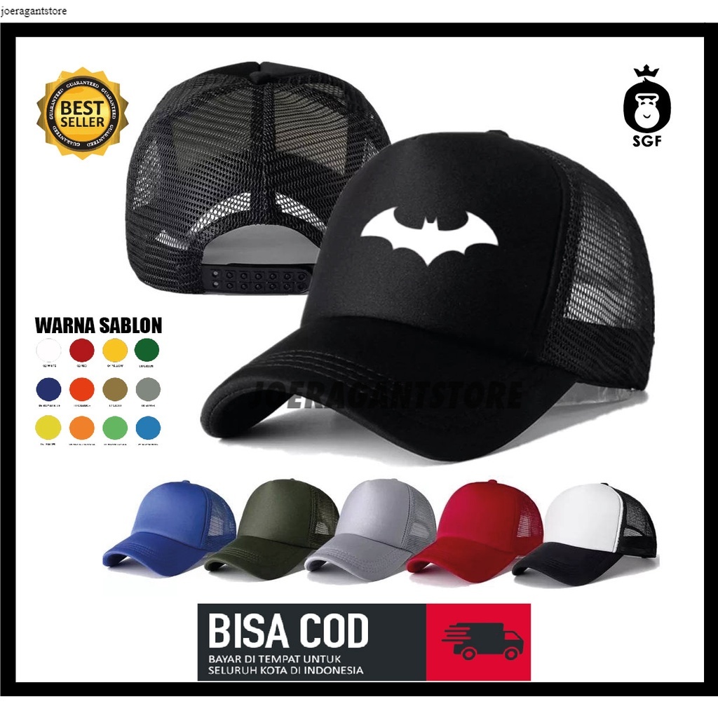 TOPI JARING TRUCKER / TOPI BATMAN /CUSTOM Distro Keren Murah / TOPI JARING HITAM / Topi Pria Distro 