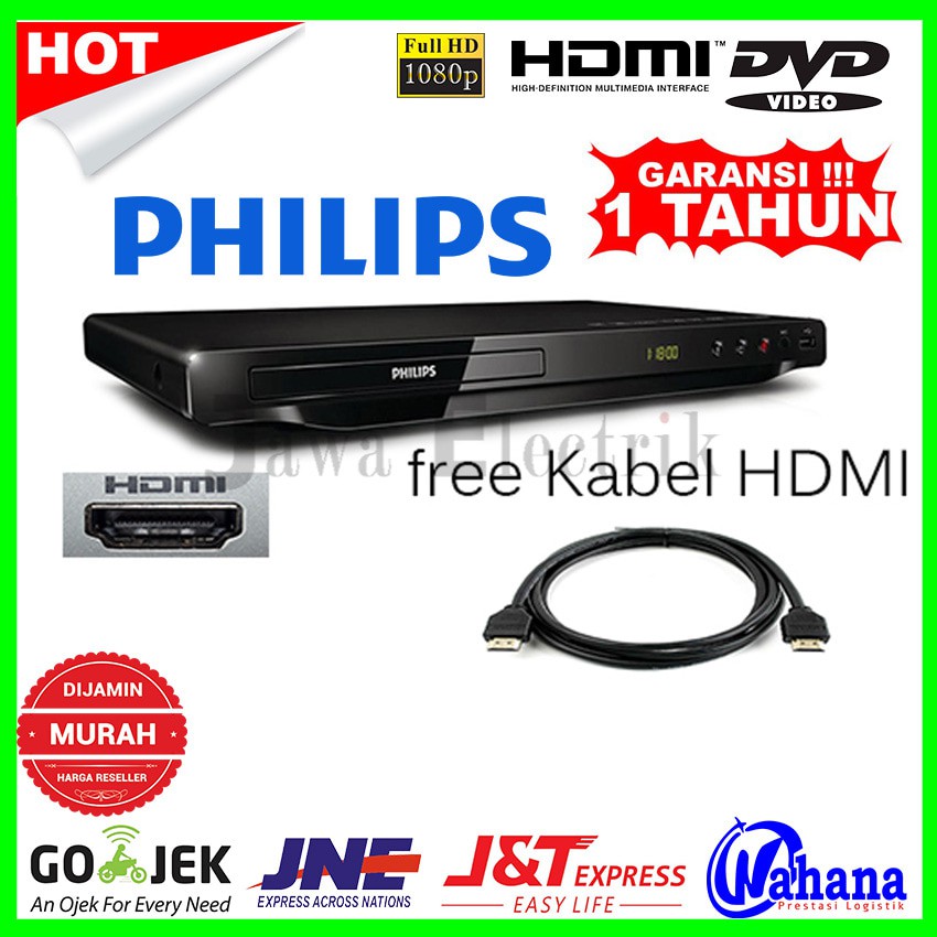 Philips DVP3690K DVD Player HDMI USB Karaoke + Free Kabel HDMI