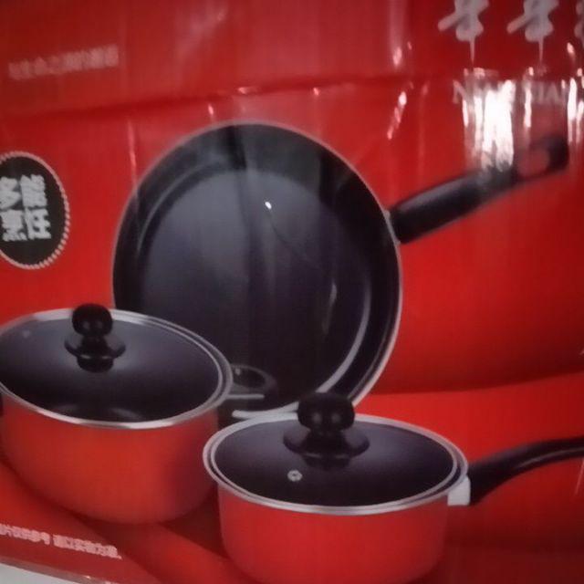 Panci Set 3 In 1 Anti Lengket / Panci Dan Wajan Penggorengan / High Quality / Cod