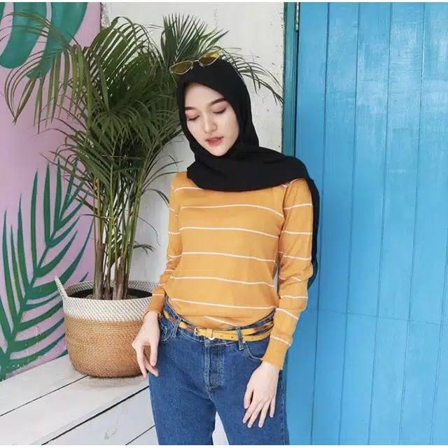 Adeline stripe knit rajut wanita