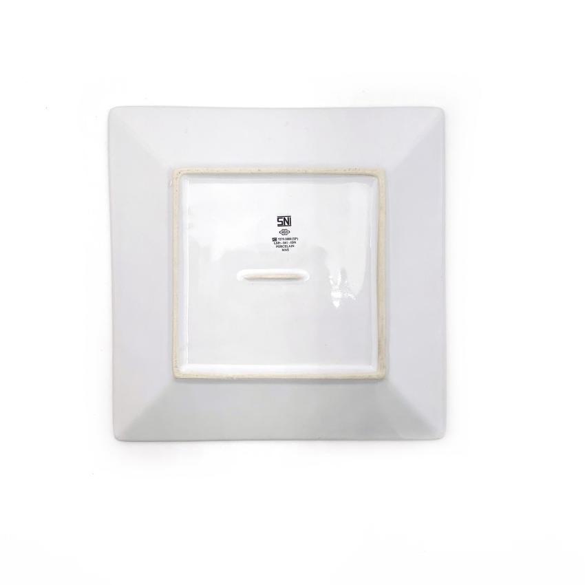 Piring Saji Makan Persegi Kotak Segi 4 Keramik Porselen SNI Putih 6S4