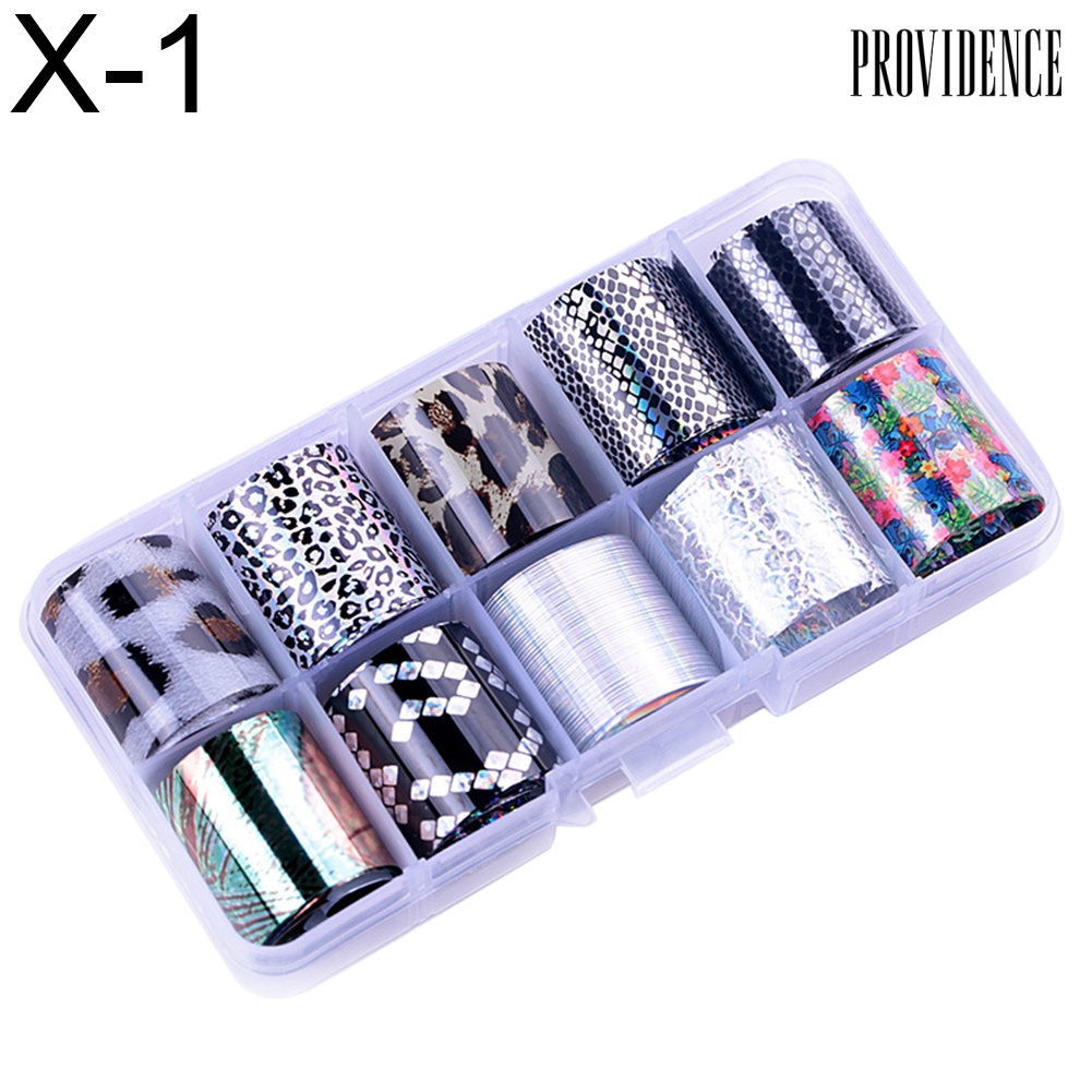 Providence 10Rolls/Set Glitter Nail Art Foils Laser Tips Stickers DIY Manicure Decorations