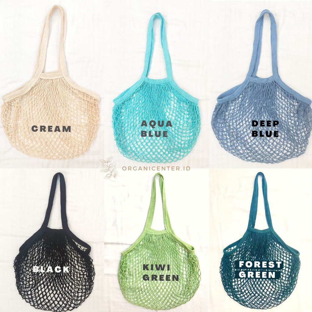 Tas Belanja Jaring Reuseable Net Grocery Bag Katun Cotton Mesh Bag Eco Friendly Kantong Shopping Bag Serba Guna Zero Waste Ramah Lingkungan Pakai Ulang Tas Pantai