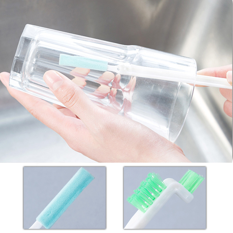 3pcs / Set Sikat Pembersih Botol Gap / Ketel / Cangkir Dengan Gagang Panjang Portable Untuk Dapur