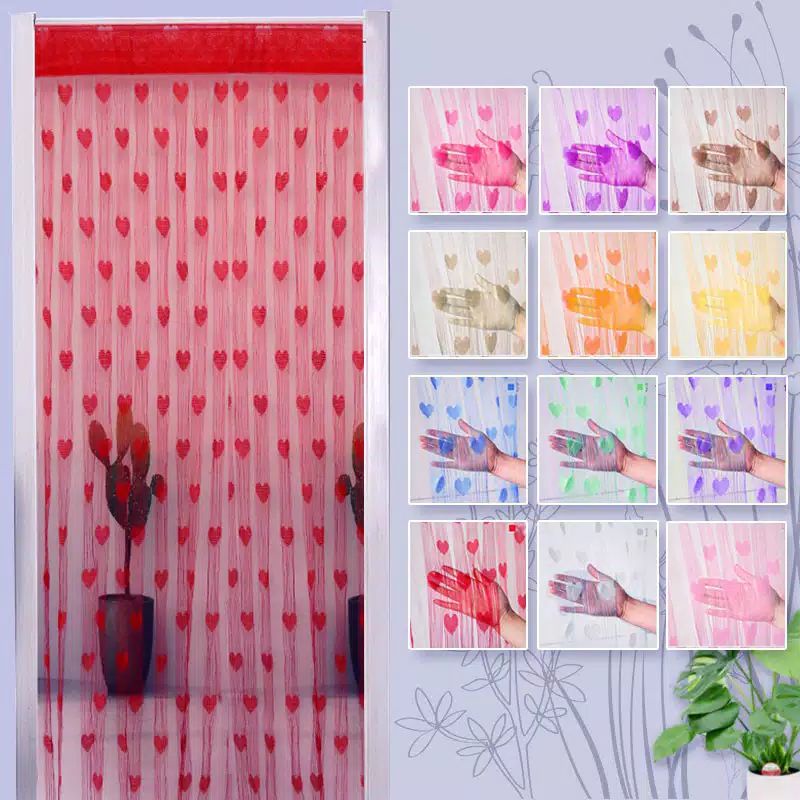 Tirai Benang Motif Love / Tirai Benang Kamar /Tirai Benang Import /Tirai Benang