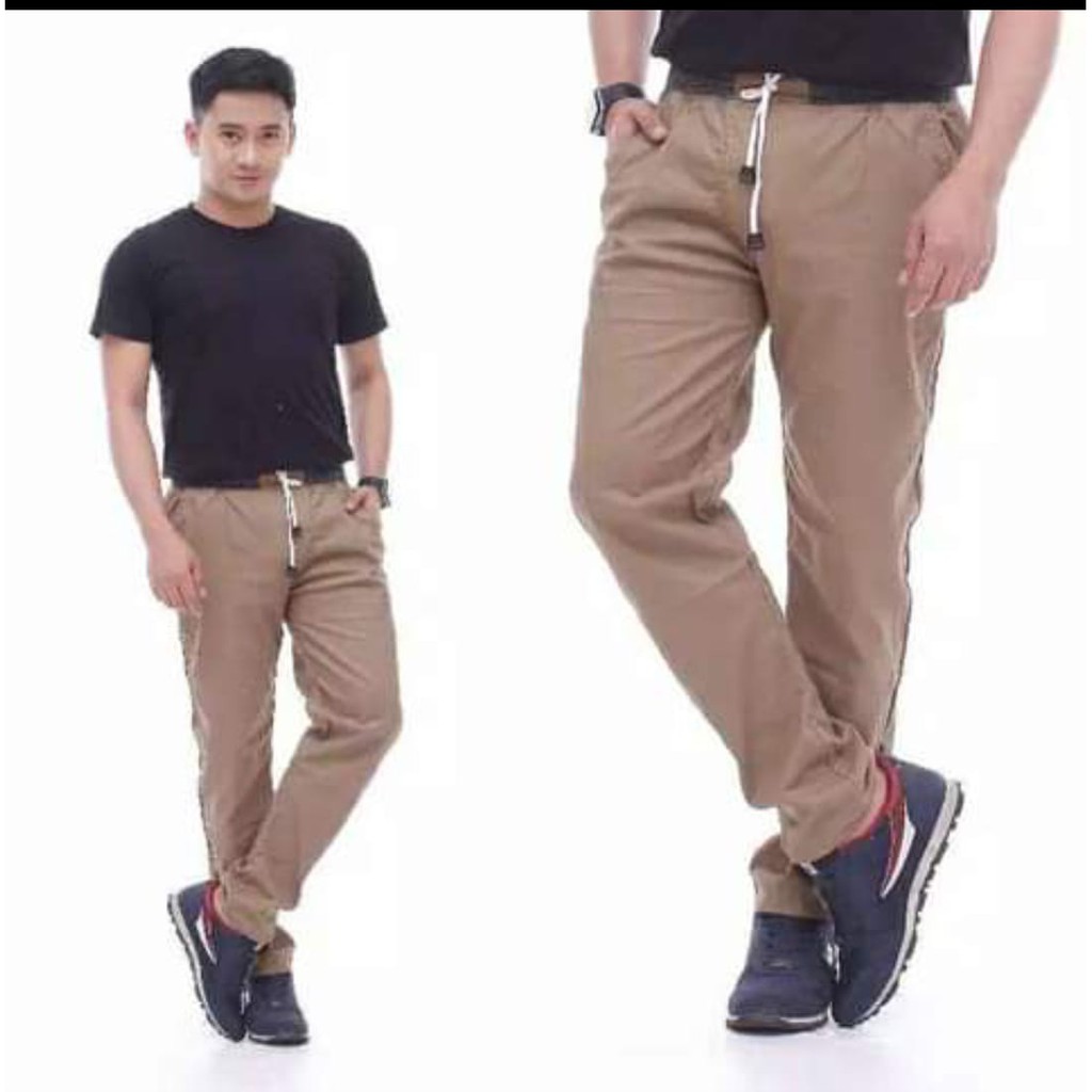 CELANA CHINOS RIP PANJANG PINGGANG KARET BAHAN DIAMOND STREET MELAR