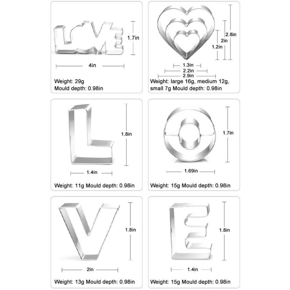 (house2020) 8pcs / Set Cetakan Kue / Biskuit Bentuk Hati Bahan Stainless Steel Untuk Hari Valentine