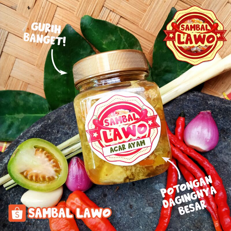

SAMBAL ACAR AYAM - LAUK KEMASAN - SAMBAL KEMASAN BOTOL - ENAK - AYAM GURIH - SAMBAL AYAM - LAWO