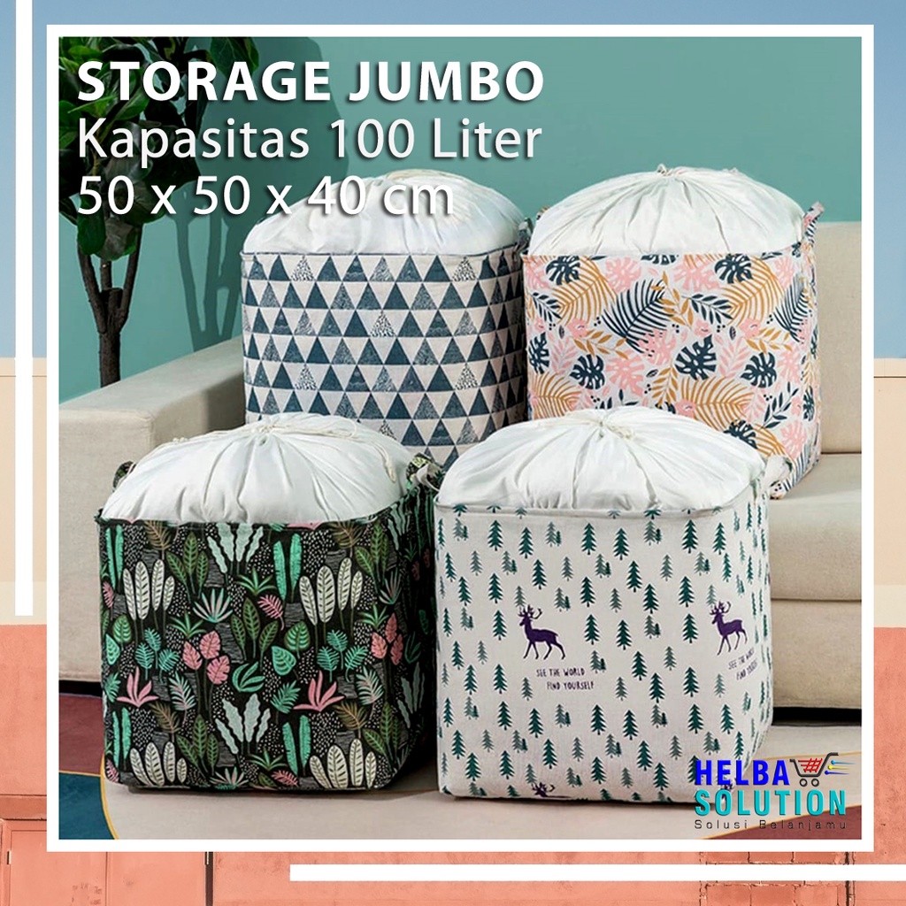 Tas Keranjang Kain Kanvas Jumbo Tempat Penyimpanan Pakaian Baju Sprei Selimut Laundry STORAGE BAG