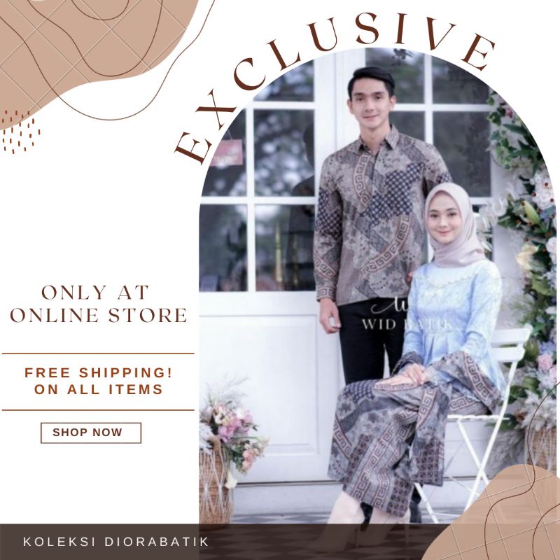 Couple Kebaya Soft Blue //M.L.XL.XXL Kebaya Novita Free Selendang Kemeja Pria