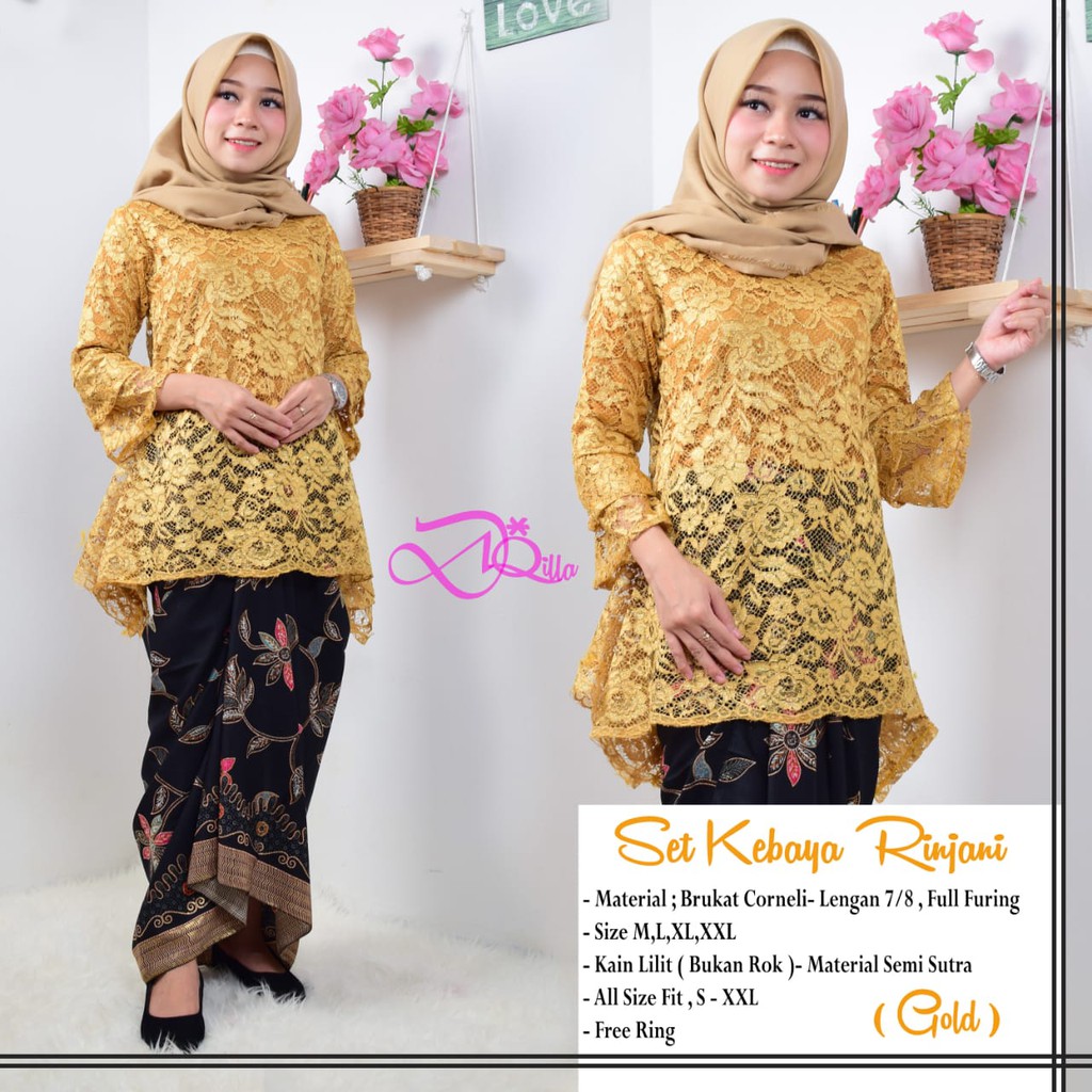 Setelan Kebaya Brukat Sekva Dan Rok Lilit Maxi Jumbo Batik Wanita