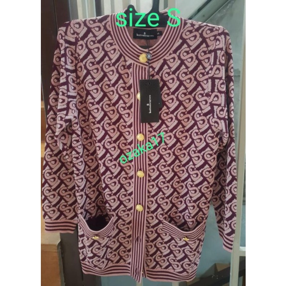Ready New Bimu Light Knit Top Burgundy size S benang jarum, signature monogram benang jarum buttonsc